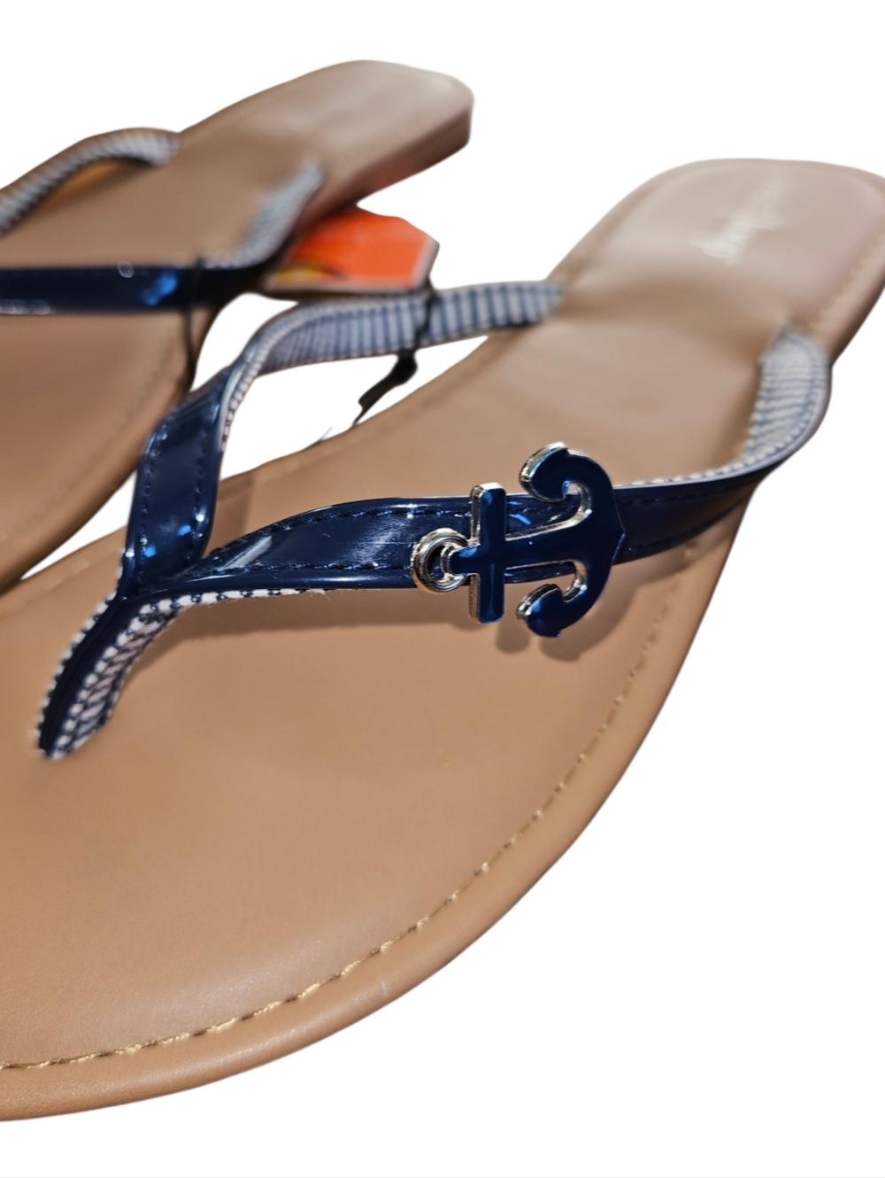 Westloop Flip Flops Sandals Slide On Women's Size 9/10 Blue Anchor Nautical